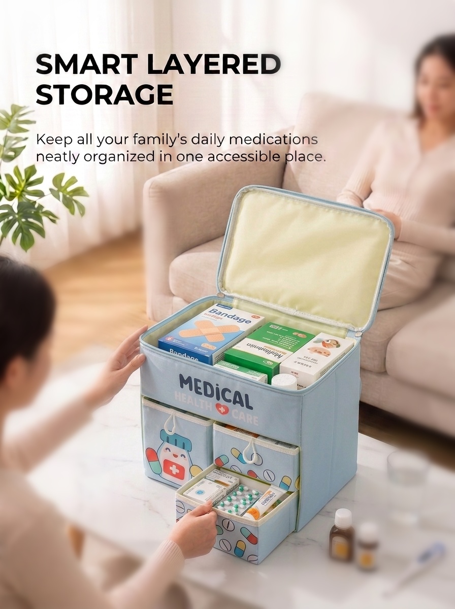 First Aid Bag Kit - Kotak P3K Kartun Portabel Kapasitas Besar,