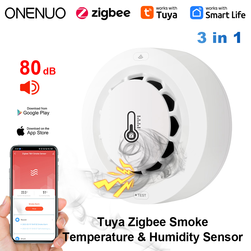Smoke Detector Interconnected - Tuya Zigbee BT Dua Koneksi Detektor