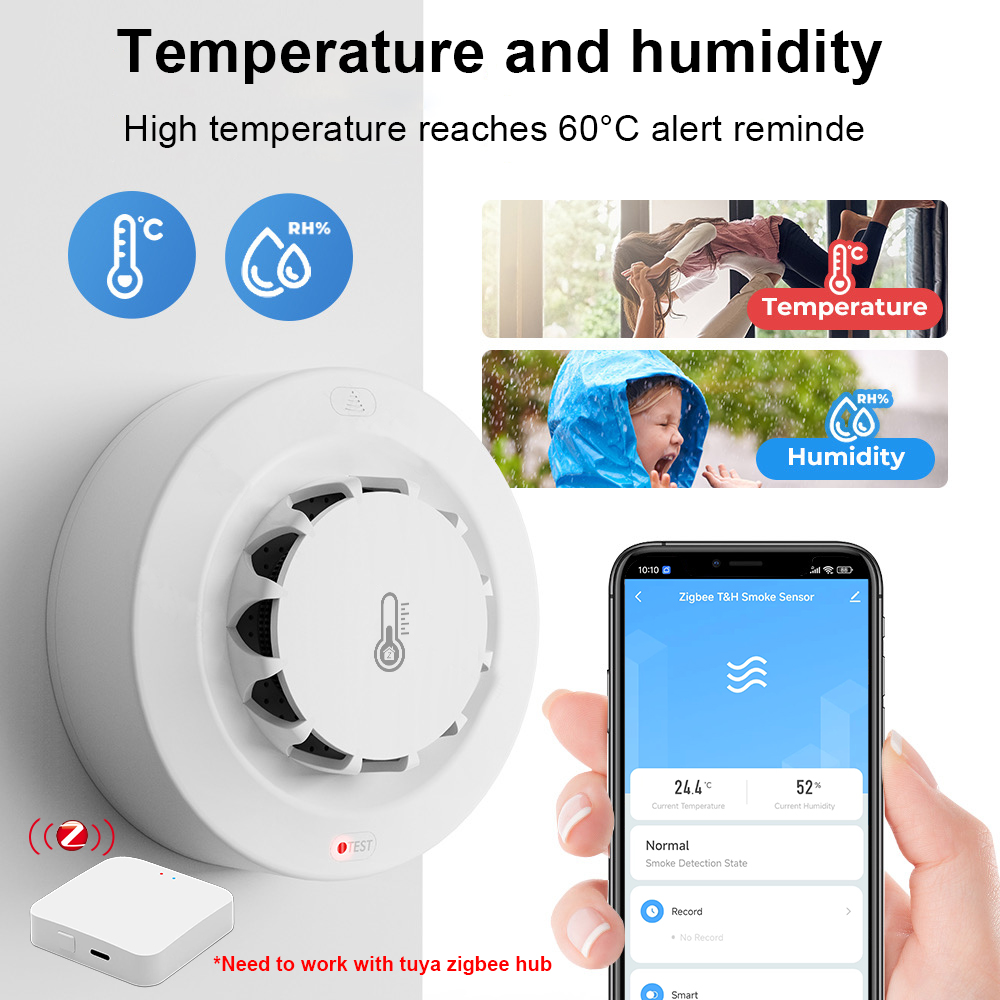 Tuya Zigbee BT Dua Koneksi Det - Smoke Detector Interconnected ulasan dan harga